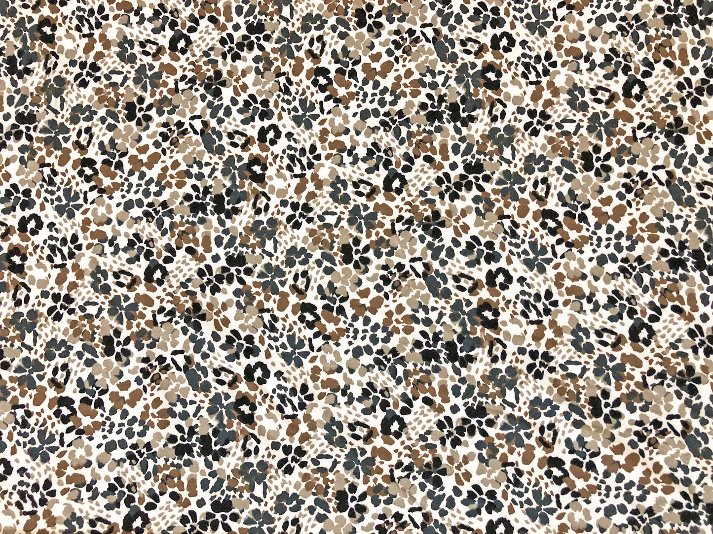 DTY Brushed Fabric| Ivory Gray Brown Cast Flowers |DTYBPR536|Sold by the Yard| Jersey Fabric