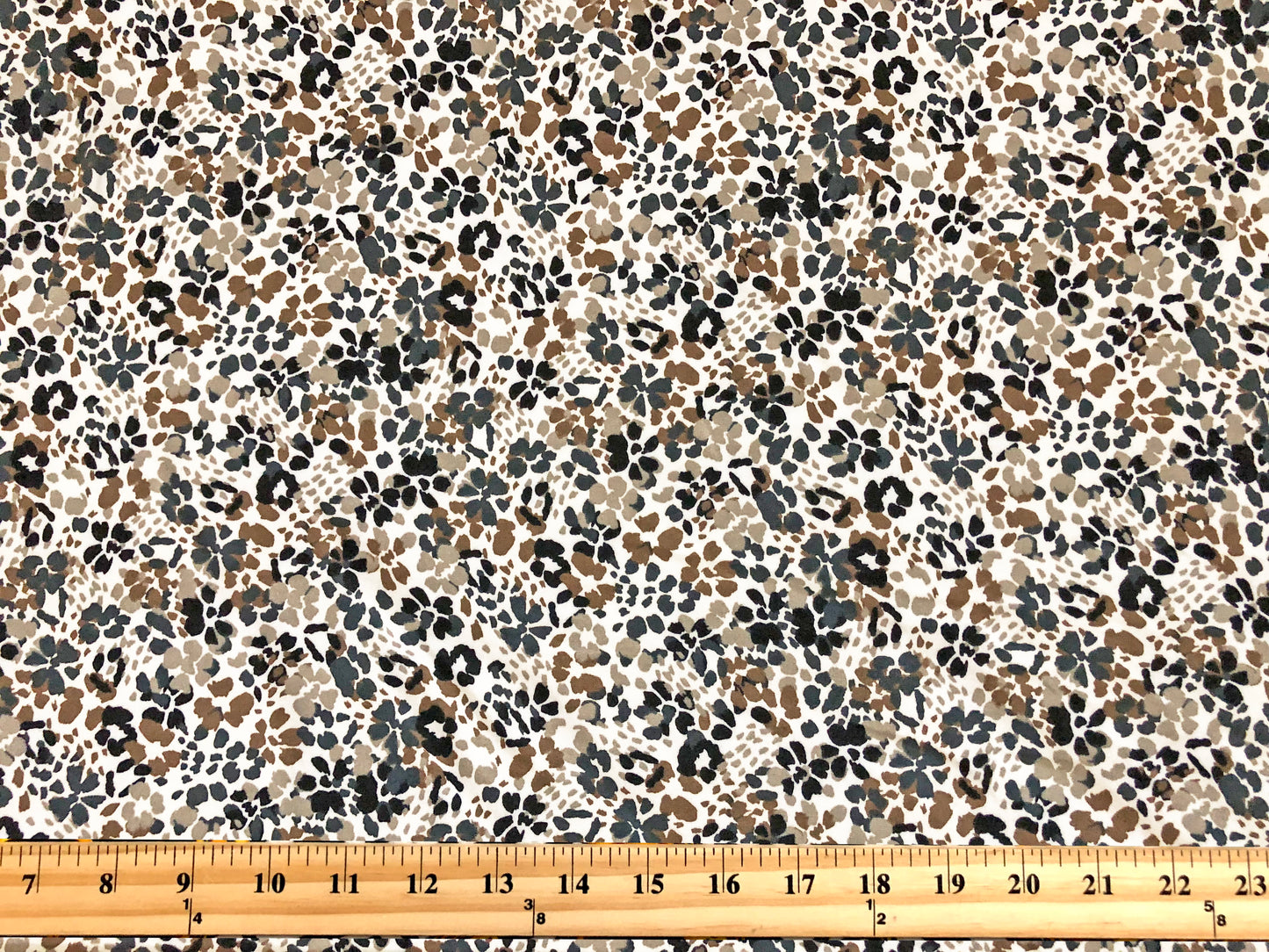 DTY Brushed Fabric| Ivory Gray Brown Cast Flowers |DTYBPR536|Sold by the Yard| Jersey Fabric