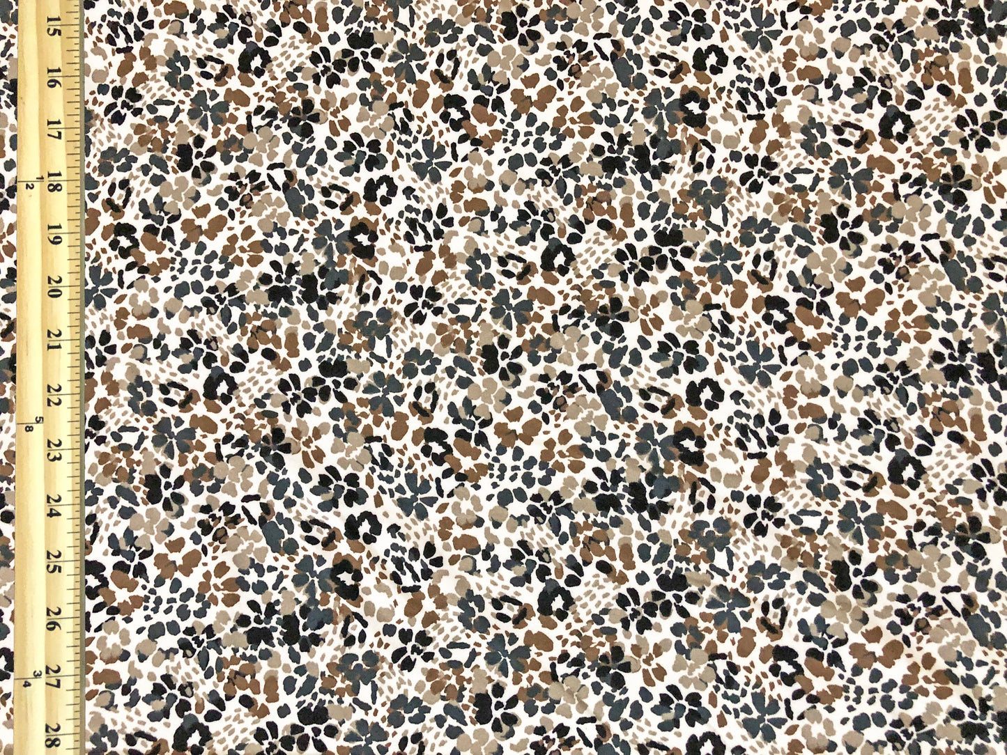 DTY Brushed Fabric| Ivory Gray Brown Cast Flowers |DTYBPR536|Sold by the Yard| Jersey Fabric