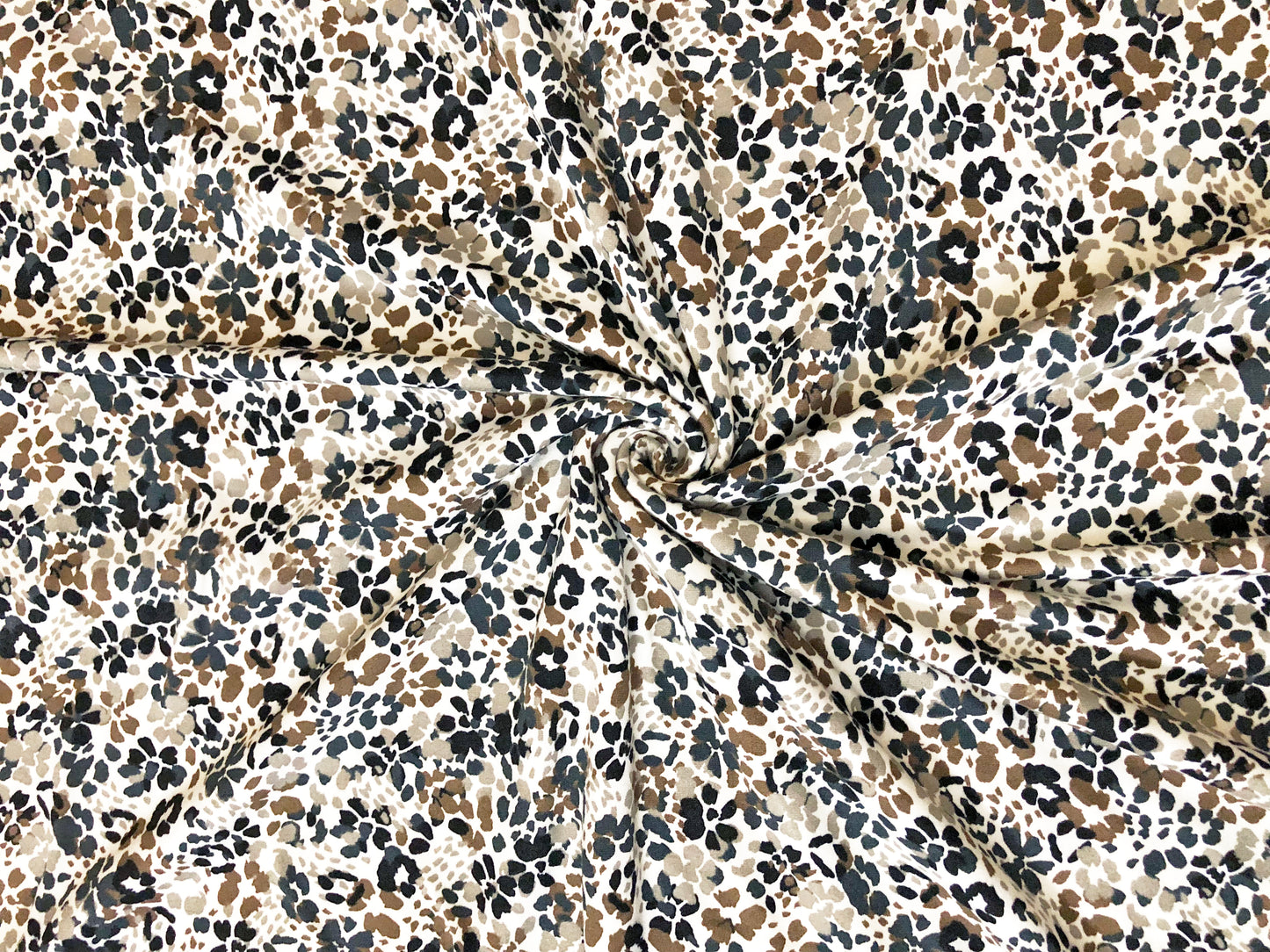 DTY Brushed Fabric| Ivory Gray Brown Cast Flowers |DTYBPR536|Sold by the Yard| Jersey Fabric