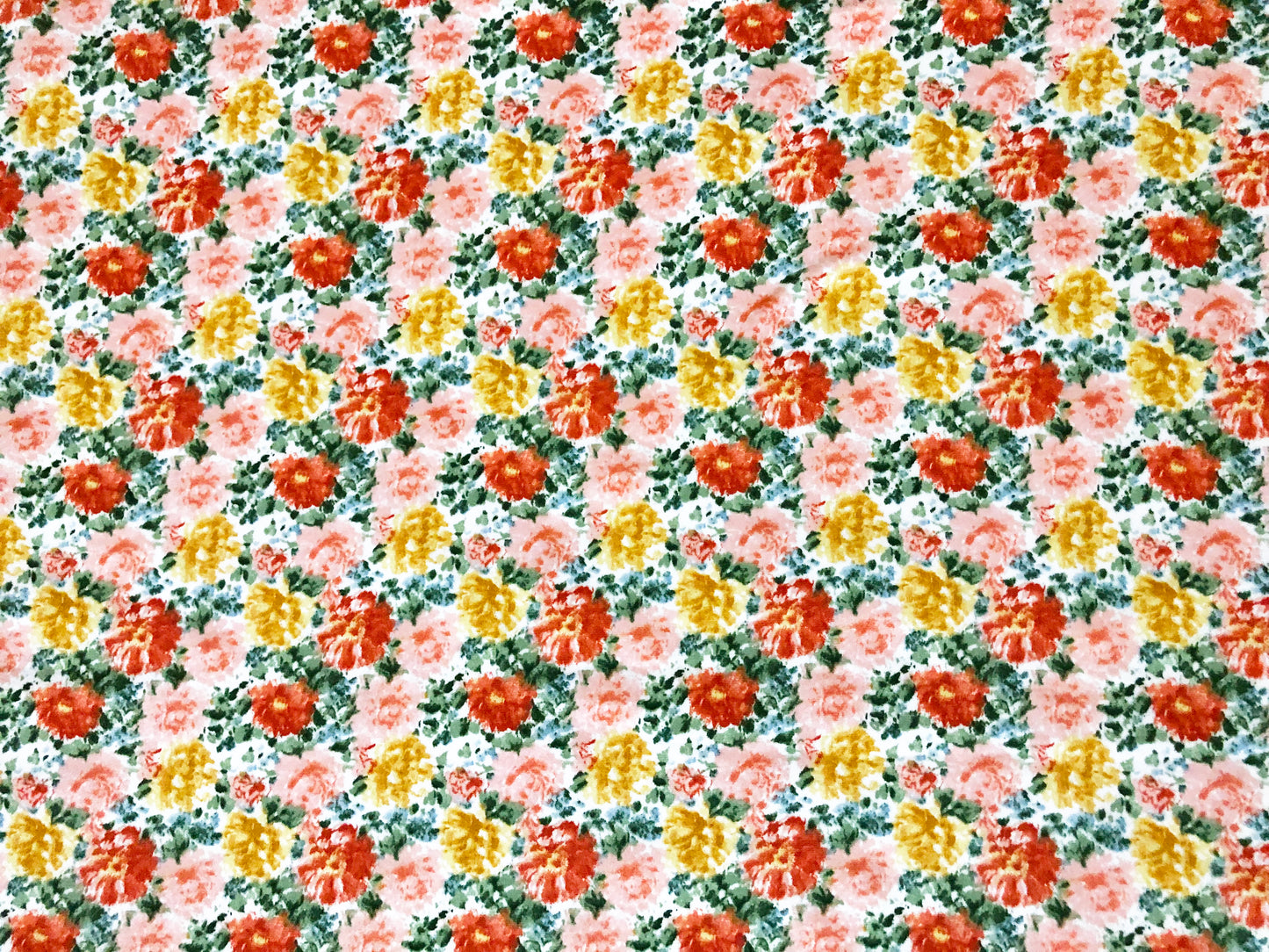 DTY Brushed Fabric| Ivory Pink Gold Flowers |DTYBPR539|Sold by the Yard| Jersey Fabric