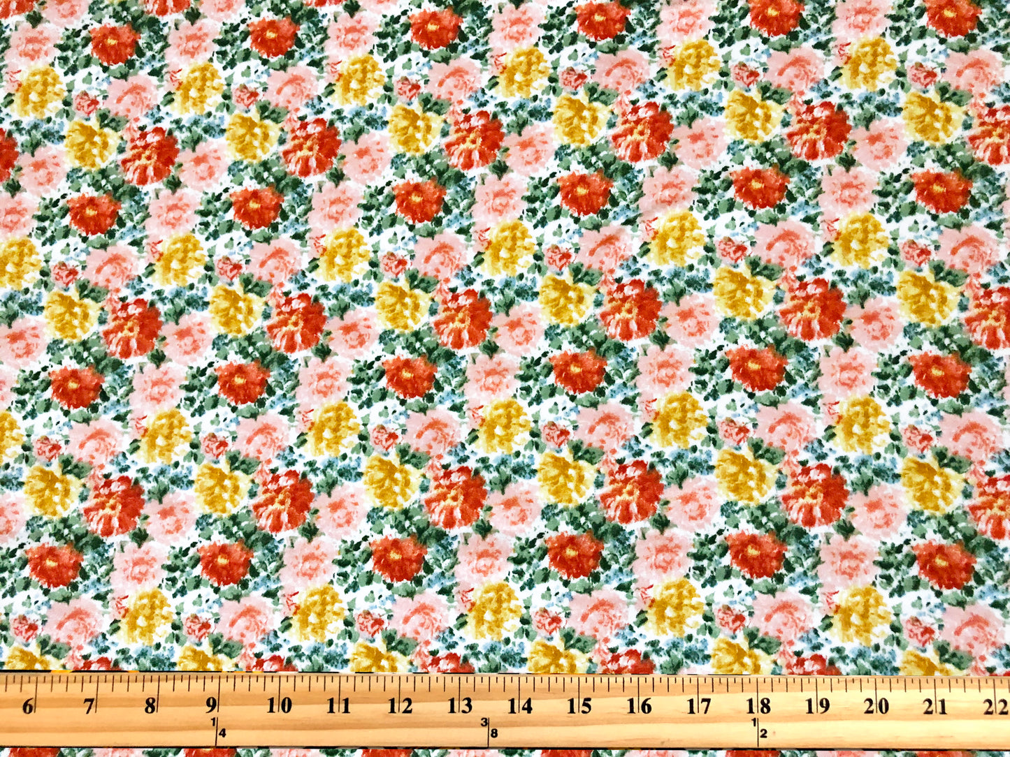 DTY Brushed Fabric| Ivory Pink Gold Flowers |DTYBPR539|Sold by the Yard| Jersey Fabric