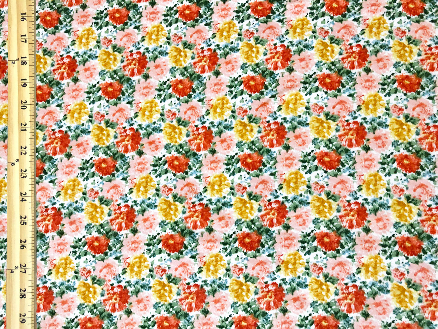DTY Brushed Fabric| Ivory Pink Gold Flowers |DTYBPR539|Sold by the Yard| Jersey Fabric