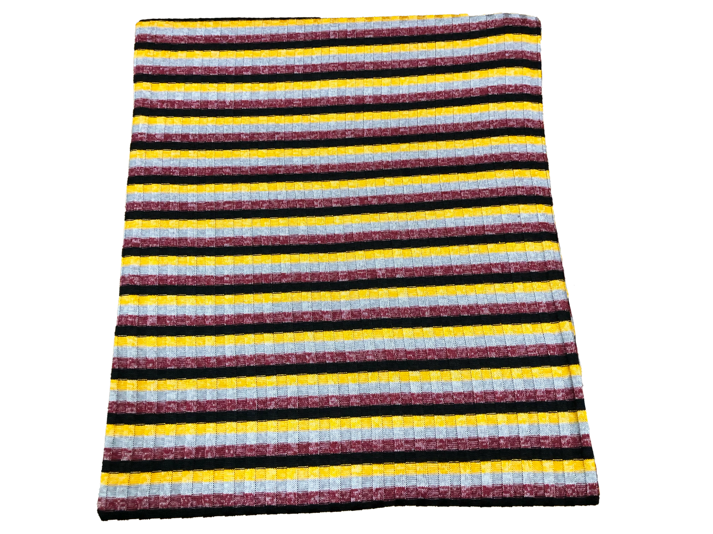Premium Rib Knit Fabric – Mustard/Burgundy Retro Harvest Stripe, 4 Way Stretch, 58” Wide – By the Yard (PRRPR0104)