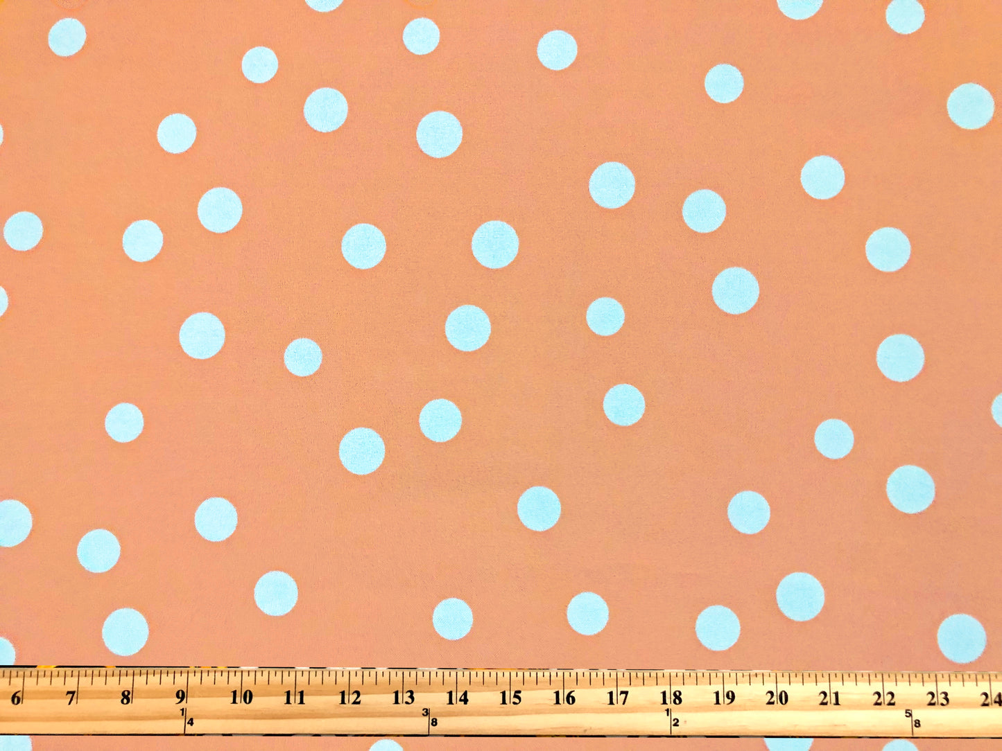 Techno Crepe Printed Fabric| Melon White 3/4" Polka Dots |TCRP0106 |Sold by the Yard