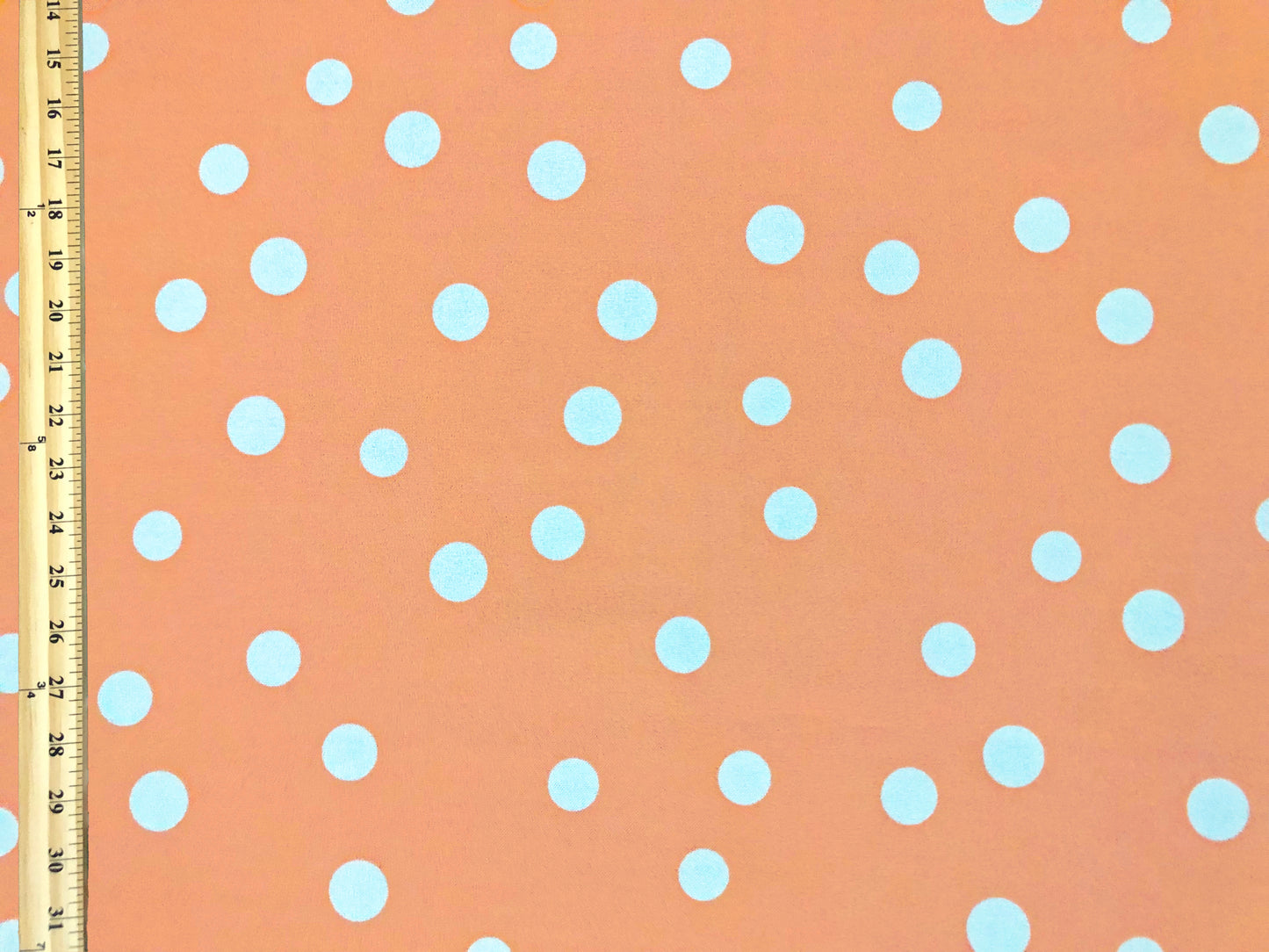Techno Crepe Printed Fabric| Melon White 3/4" Polka Dots |TCRP0106 |Sold by the Yard
