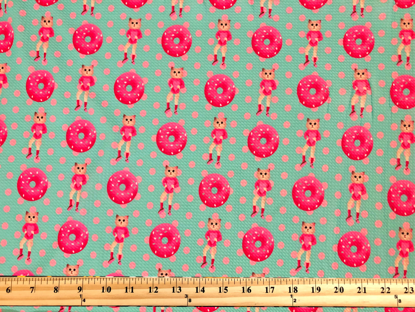Bullet Knit Fabric – Mint & Fuchsia Donut Polka Dot Print, 56″ Wide, Sold by the Yard (BPR176)