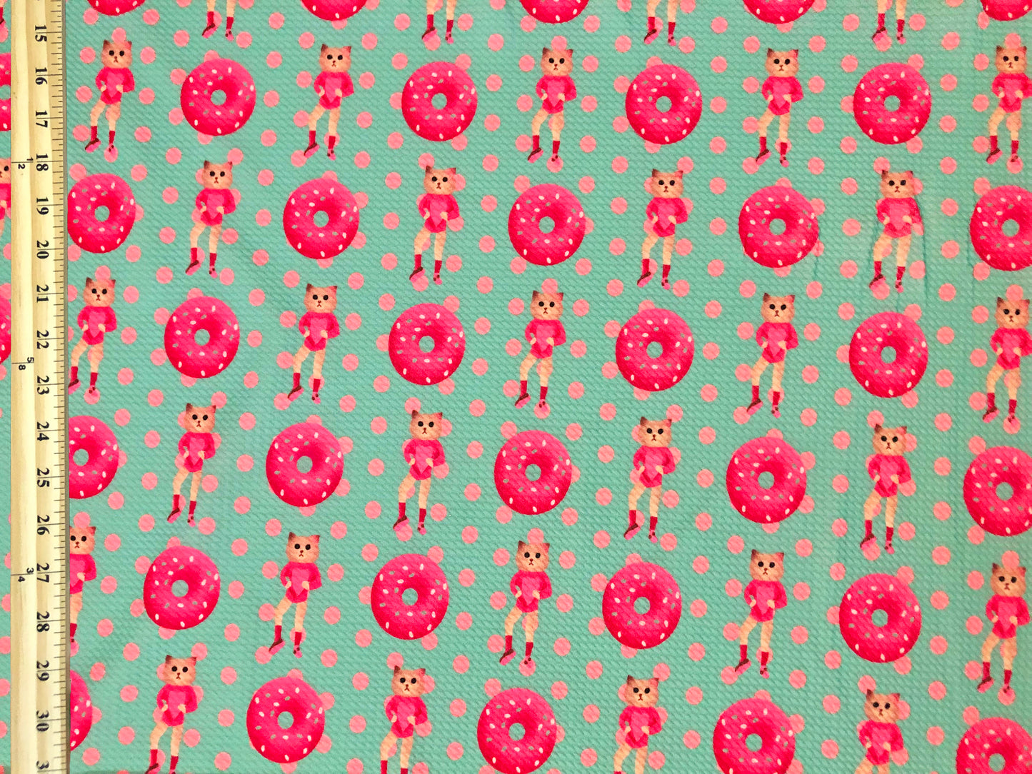 Bullet Knit Fabric – Mint & Fuchsia Donut Polka Dot Print, 56″ Wide, Sold by the Yard (BPR176)