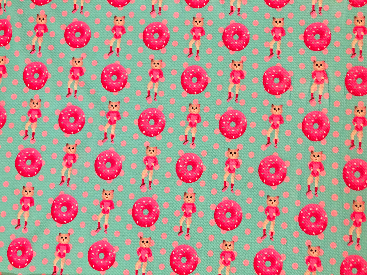 Bullet Knit Fabric – Mint & Fuchsia Donut Polka Dot Print, 56″ Wide, Sold by the Yard (BPR176)