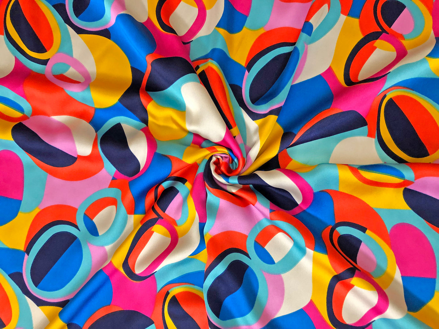 Vibrant Multicolor Ovals Charmeuse Satin – Lightweight, Luminous & Liquid Drape, 60" Wide, 100% Polyester (Non-Stretch), Sold by the Yard (SCPR01)