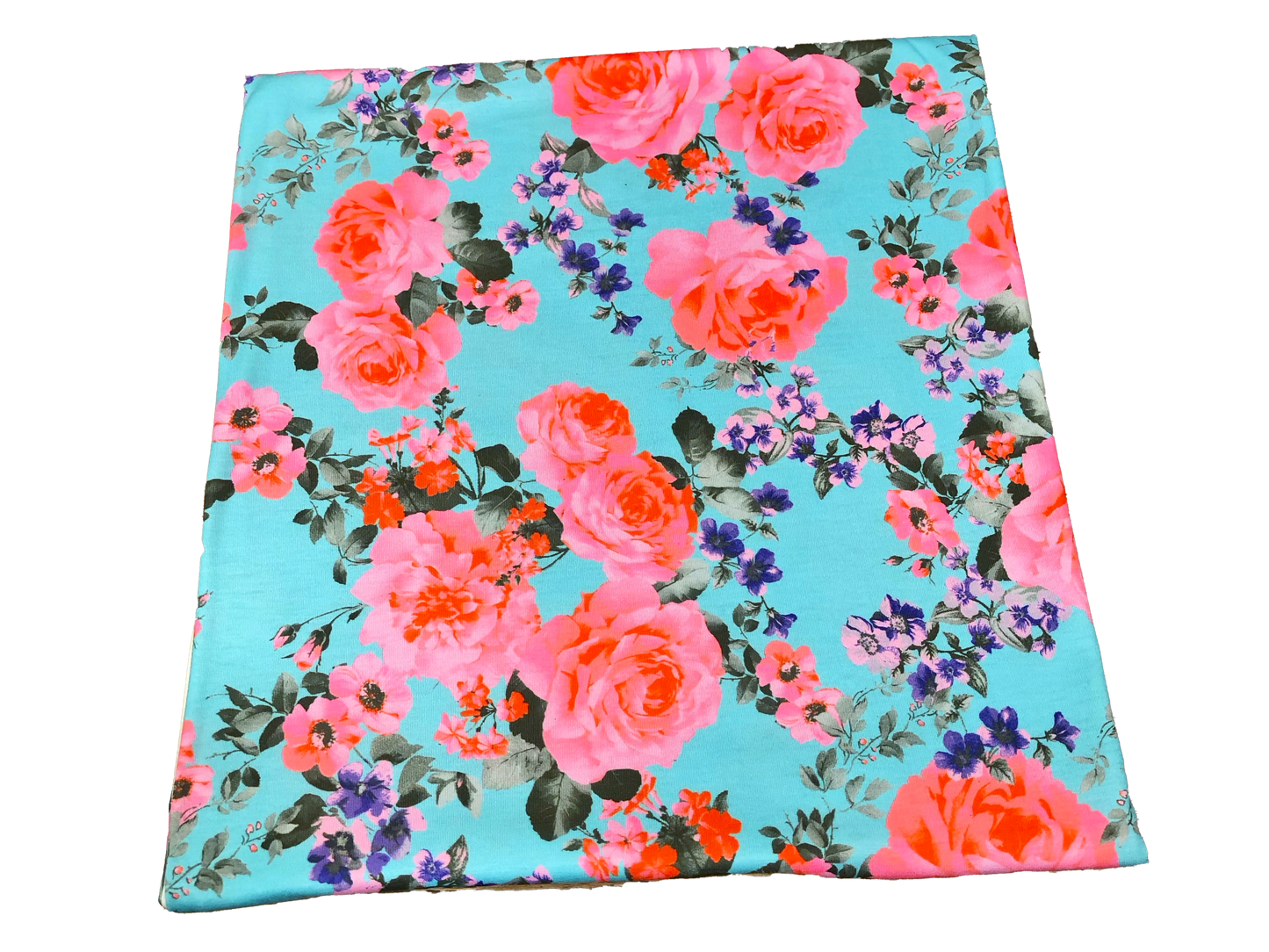 Premium Poly Rayon Spandex — Aqua Rose Garden Toss — 2-Way Stretch, 190 GSM, 58" Wide — By the Yard (PRSXPR015)