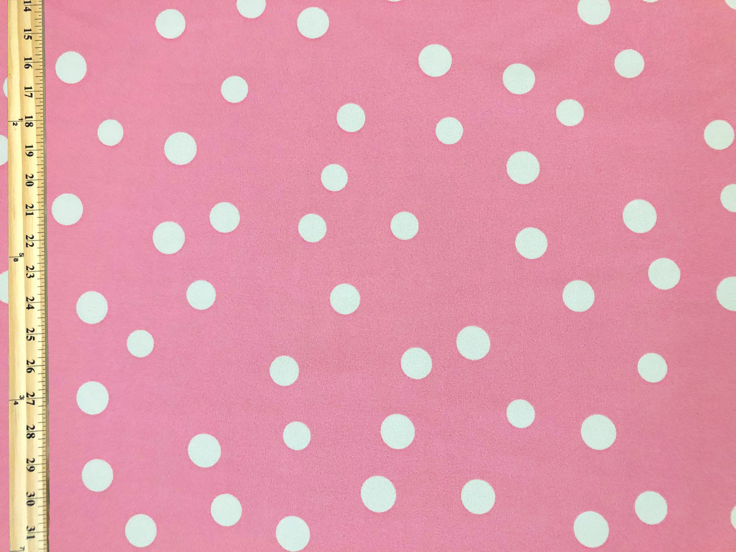Techno Crepe Printed Fabric| Pink White 3/4" Polka Dots |TCRP0107 |Sold by the Yard