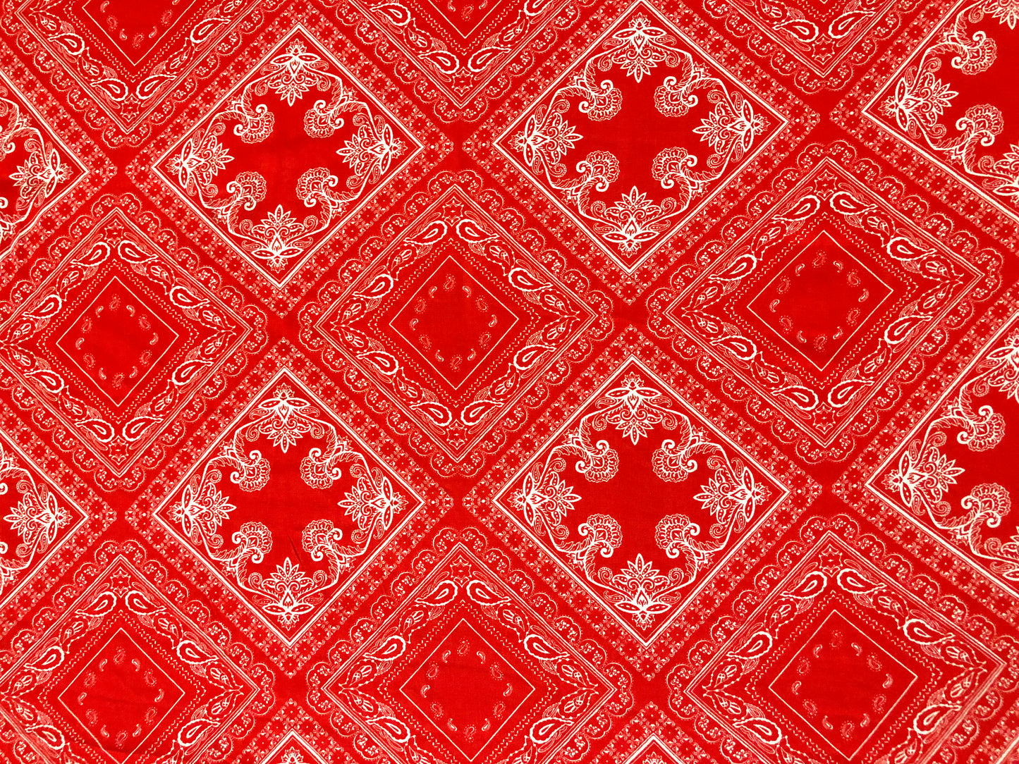 Rayon Challis Fabric — Red/White Bandana Paisley — 56″ Wide, No Stretch — By the Yard (RCHPR025)