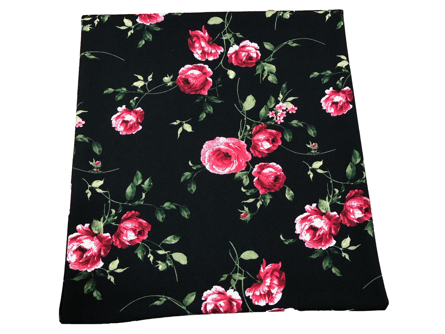 Liverpool Knit Fabric – Black/Red Rose Bouquet – 4 Way Stretch, 58” Wide, 200 GSM, By the Yard (LVPR364)