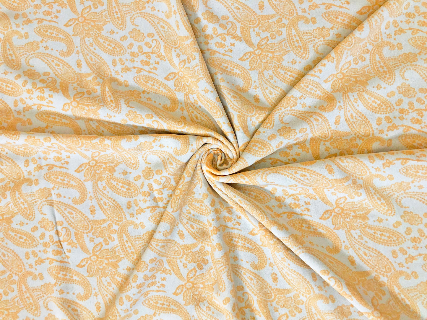 Marigold Paisley Rayon Crepe — Fluid Drape, Soft Matte Hand | 52″ Wide | 100% Rayon | Sold by the Yard (RCPPR01)