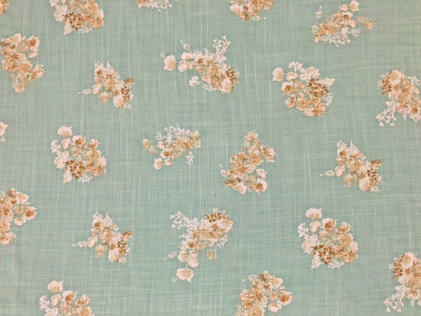 Sage Green Rayon Slub with Cream/Beige Floral Sprigs — 100% Rayon, 52″ Wide — Fabric by the Yard (RSLPR01)