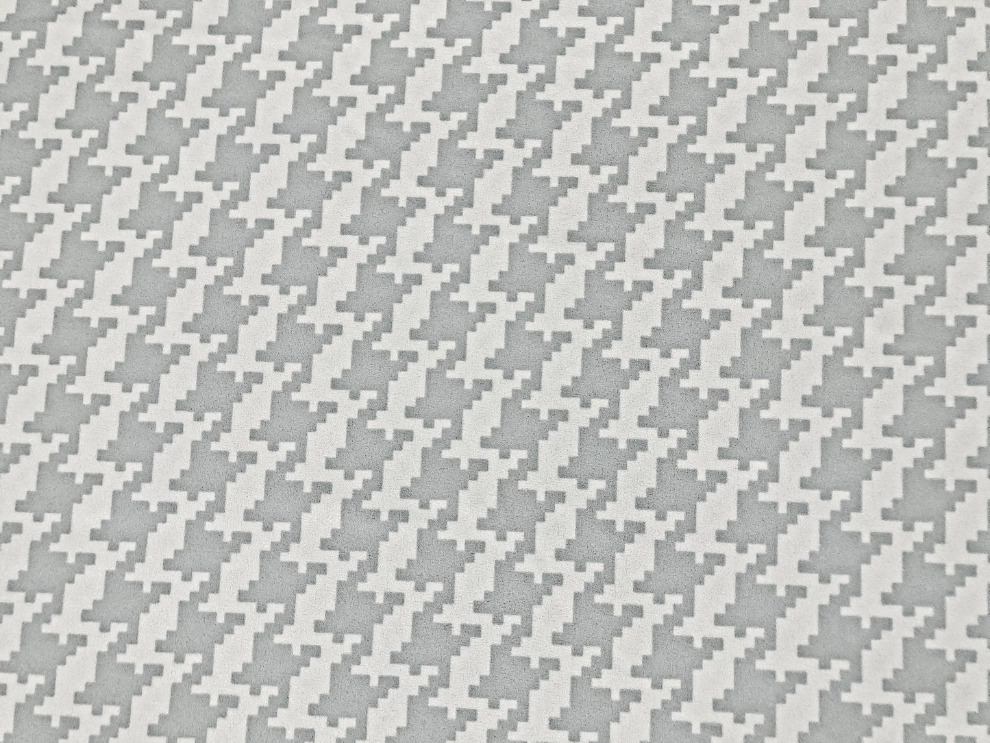 Techno Crepe Knit — Silver & White Houndstooth — 4-Way Stretch, 240 GSM, 56" Wide, Wrinkle- - Sold by the Yard (TCRP078)