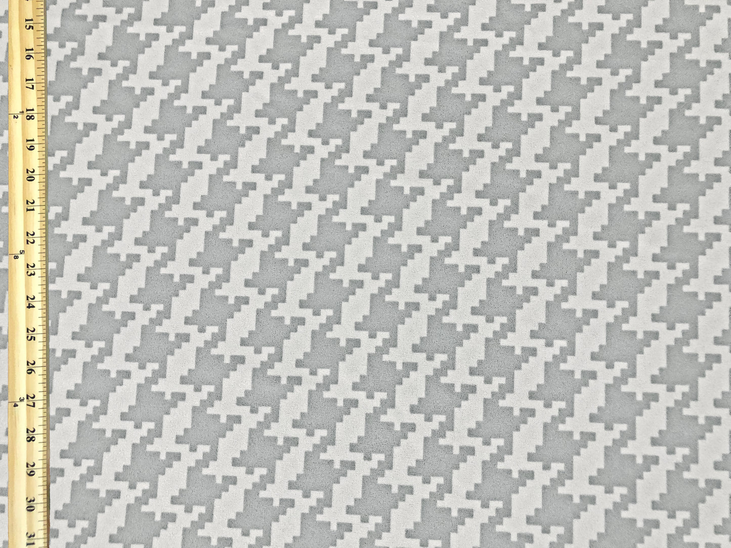 Techno Crepe Knit — Silver & White Houndstooth — 4-Way Stretch, 240 GSM, 56" Wide, Wrinkle- - Sold by the Yard (TCRP078)