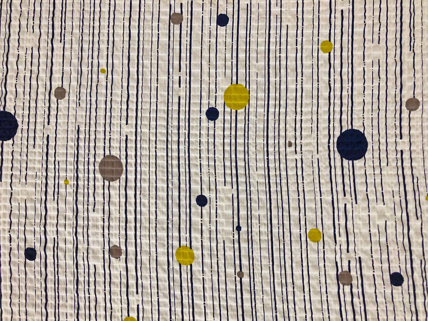 Printed Dobby Seersucker — Navy Stripe & Dot | Airy, Wrinkle-Masking Texture | 56″ Wide | 100% Polyester | By the Yard (CKPR01)
