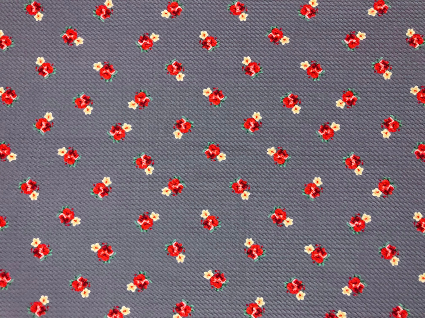 Bullet Knit Fabric – Mini Red Roses & Yellow Bud Ditsy Floral Stretch Print on Lavender, 56″ Wide, Sold by the Yard (BDPR267)
