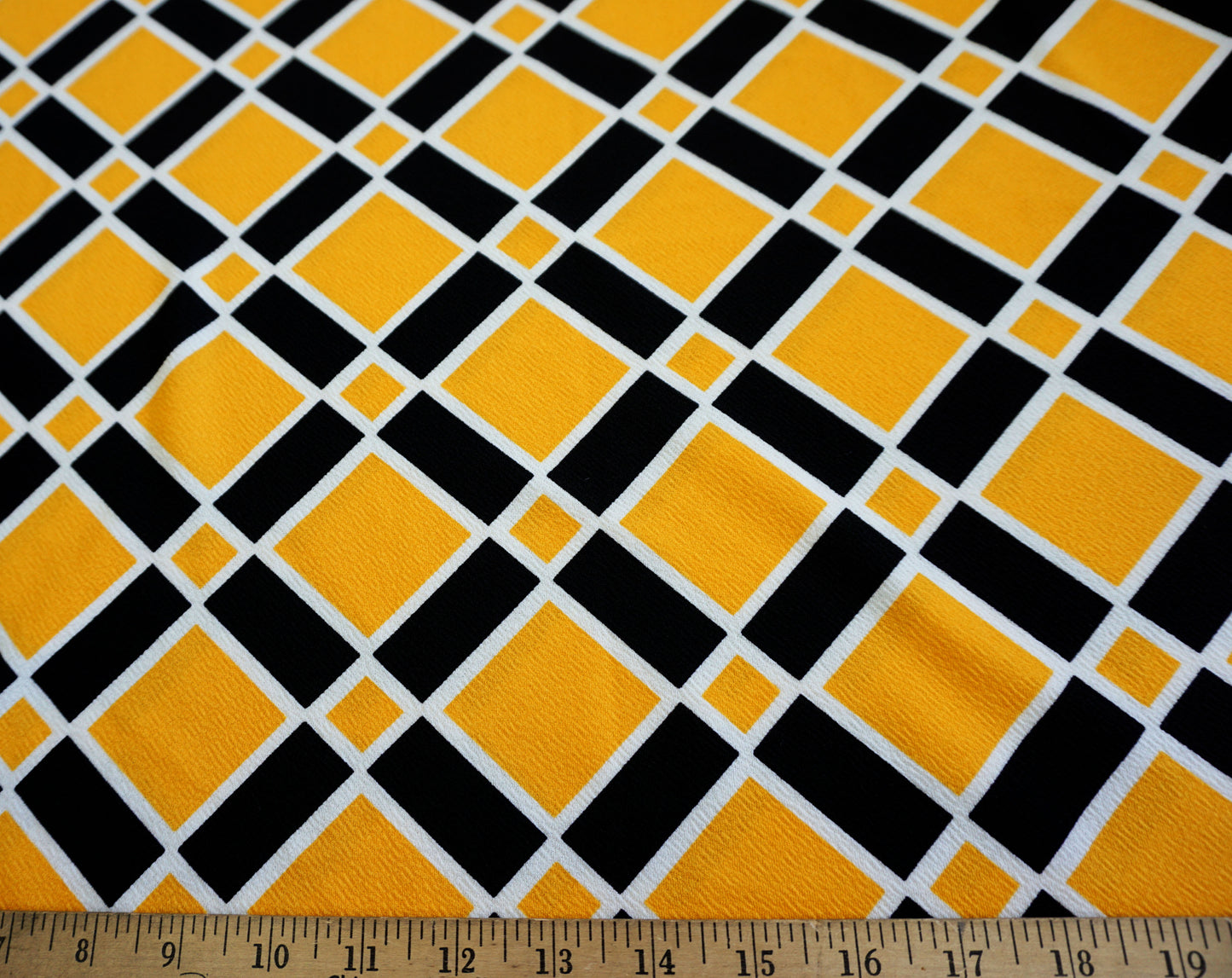 Liverpool Knit – Black/Mustard/White Windowpane Squares – 4-Way Stretch,56″ Wide, 200 GSM – Sold by the Yard (LVPR153)