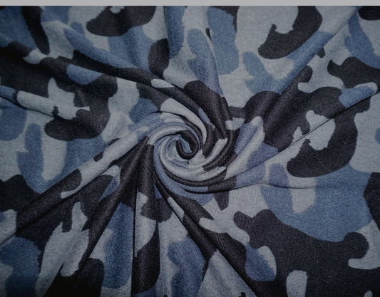 Premium Soft Blue-Gray Camo Hacci Sweater Knit – 56″ Wide, 95% Polyester 5% Spandex – Sold by the Yard(HSPR04)