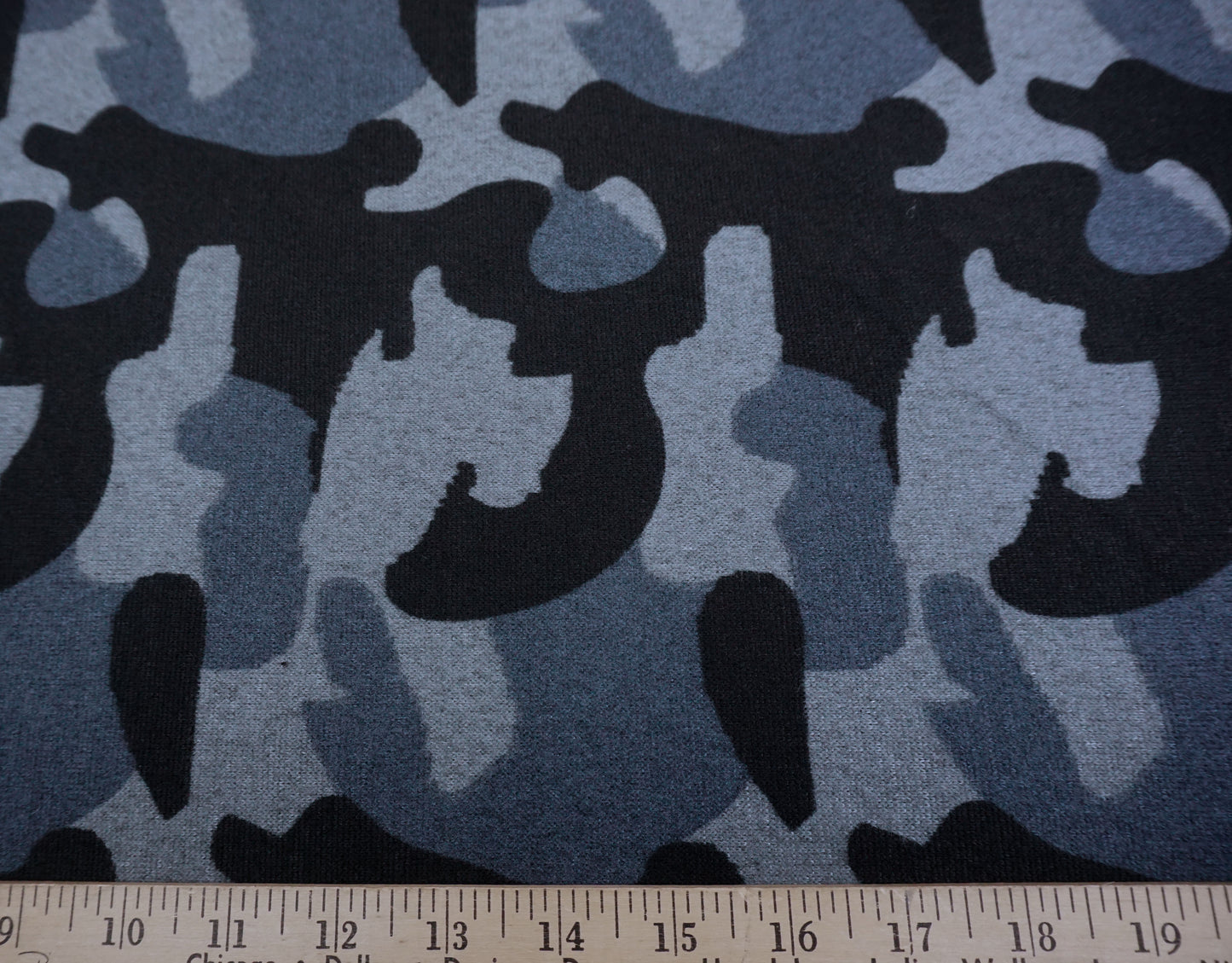 Premium Soft Blue-Gray Camo Hacci Sweater Knit – 56″ Wide, 95% Polyester 5% Spandex – Sold by the Yard(HSPR04)