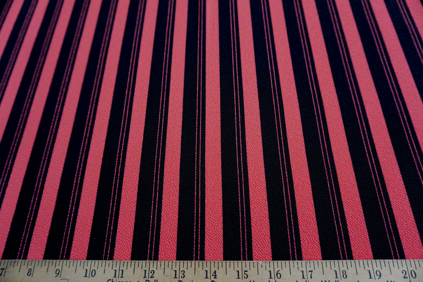 Liverpool Knit – Coral & Black Cabana Stripes – 4-Way Stretch, 56″ Wide, 200 GSM – Sold by the Yard (LVPR139)