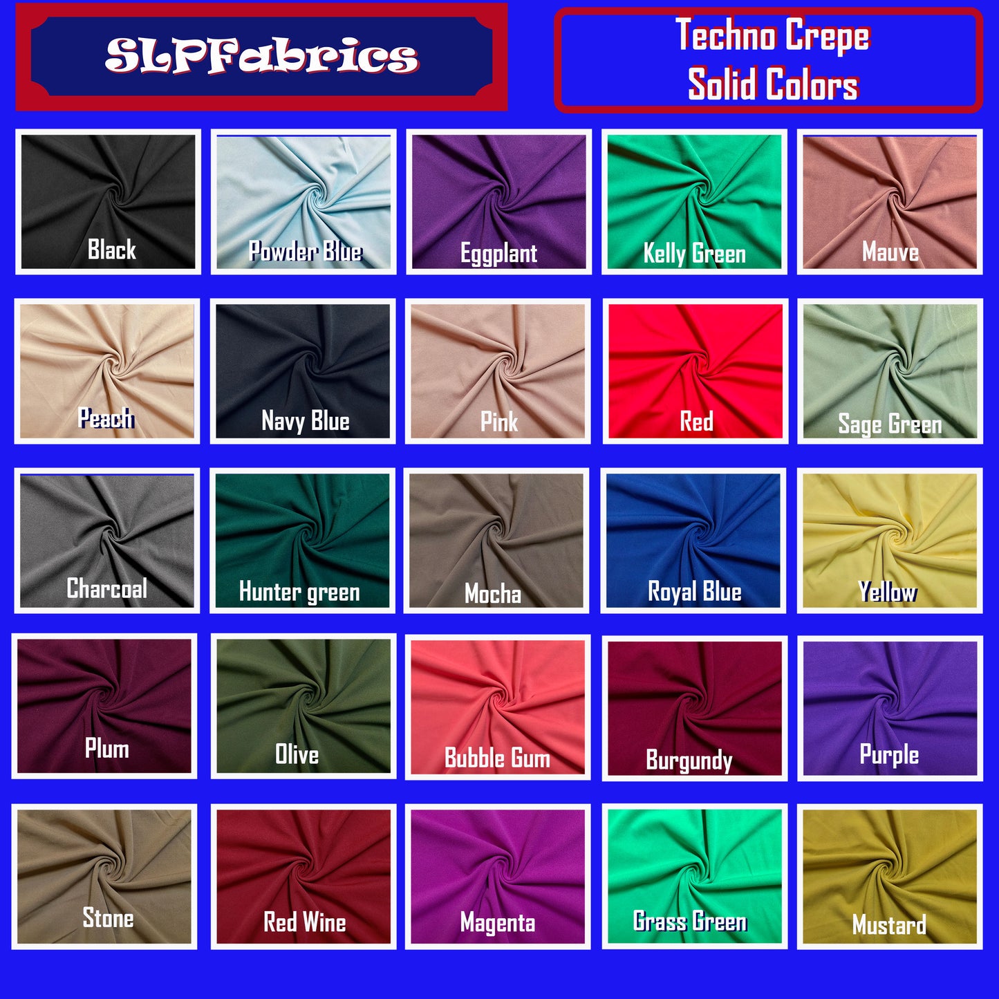 Techno Crepe Knit – 20+ Vibrant Solid Colors, 4-Way Stretch, Opaque Structured Double Knit, 240 GSM, 56" Wide – Sold by the Yard