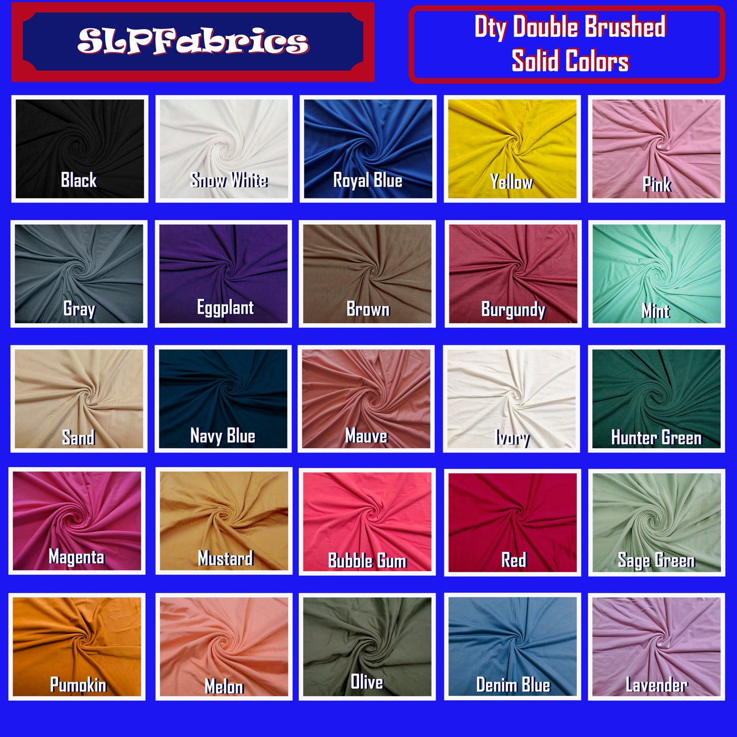 DTY Double Brushed Jersey Fabric-Solid Colors Collection-Sold by the Yard