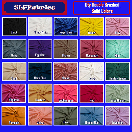 DTY Double Brushed Jersey Fabric-Solid Colors Collection-Sold by the Yard