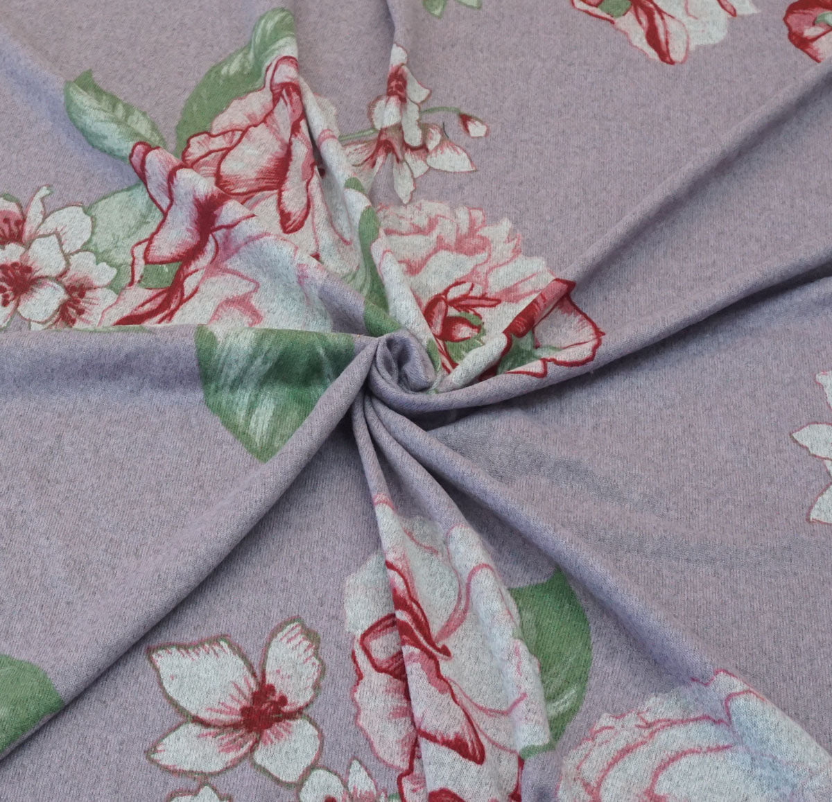 Premium Soft Lavender Floral Hacci Sweater Knit – Fluid Drape, Comfort Stretch, 95% Polyester 5% Spandex – Sold by the Yard (HSPR011)
