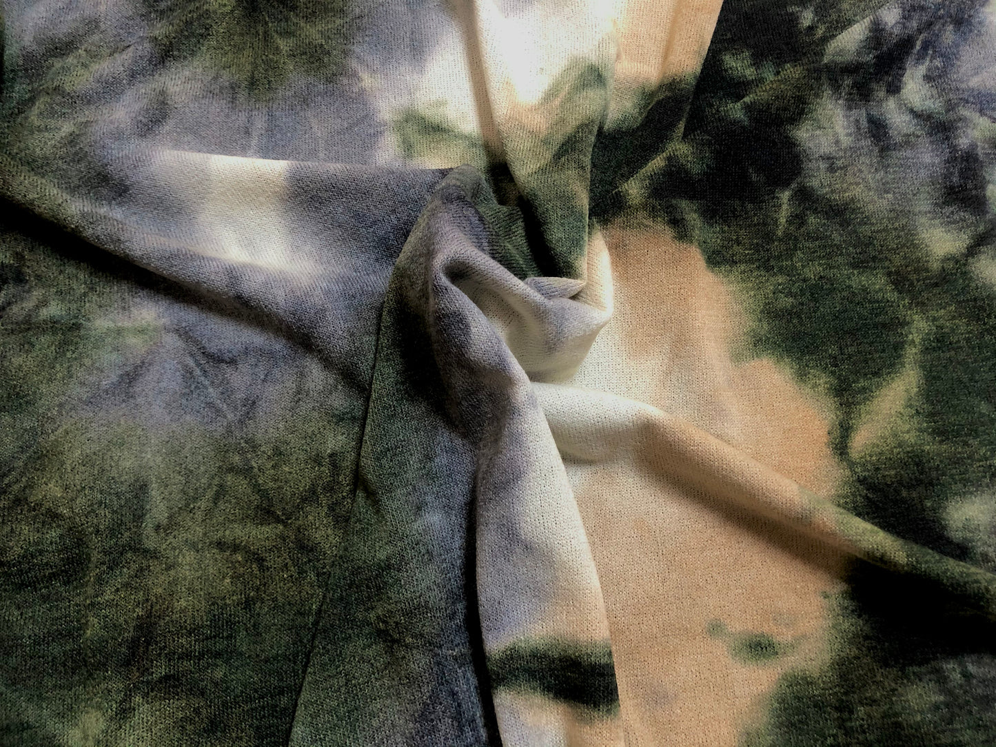 Soft & Cozy Cloud-Dye Hacci Sweater Knit – Forest Green, Sage & Sand, 56″ Wide, 95% Polyester 5% Spandex – Sold by the Yard (HTDPR01)