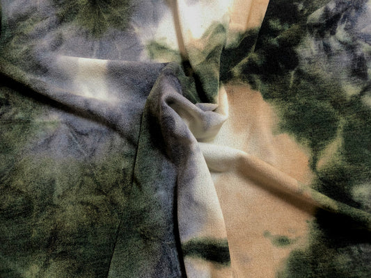 Soft & Cozy Cloud-Dye Hacci Sweater Knit – Forest Green, Sage & Sand, 56″ Wide, 95% Polyester 5% Spandex – Sold by the Yard (HTDPR01)