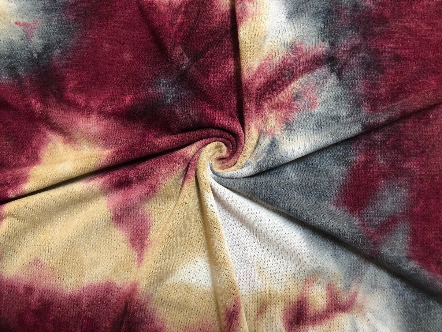 Soft & Cozy Cloud-Dye Hacci Sweater Knit – Burgundy, Gold & Charcoal, 56″ Wide, 95% Polyester 5% Spandex – Sold by the Yard (HTDPR03)