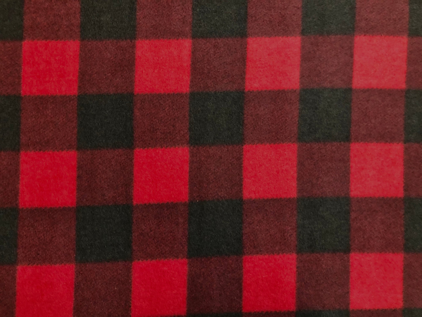 Premium Ultra-Soft Brushed Hacci Sweater Knit – Red & Black Buffalo Plaid, 58″ Wide, 95% Polyester 5% Spandex – Sold by the Yard (HBPR01)
