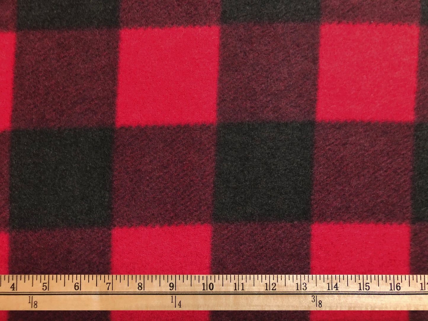 Premium Ultra-Soft Brushed Hacci Sweater Knit – Red & Black Buffalo Plaid, 58″ Wide, 95% Polyester 5% Spandex – Sold by the Yard (HBPR01)