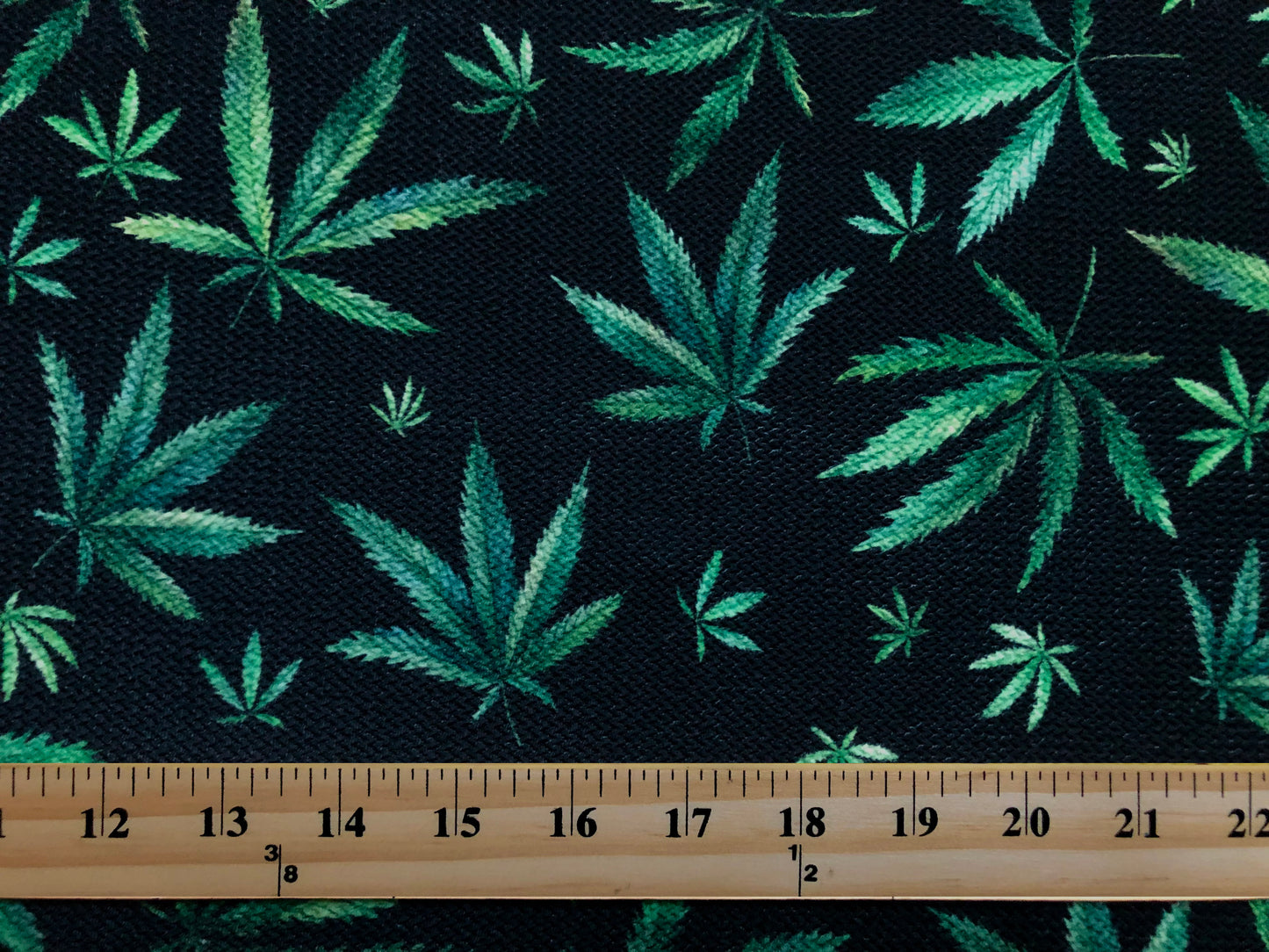 Bullet Knit Stretch Fabric – Black & Green Weed Print, 56″ Wide, Sold by the Yard (BPR250)