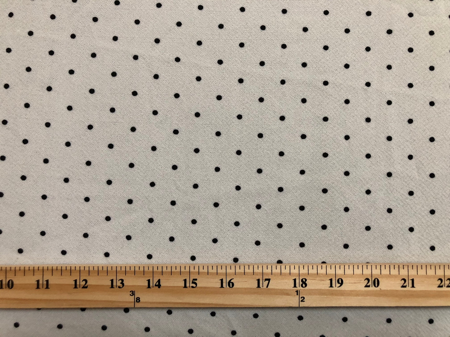 Liverpool Knit Printed Fabric-Ivory Black Polka Dots-LVPR290-Sold by the Yard-Apparel Fabric