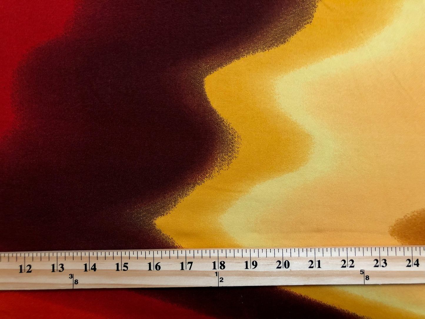 DTY Brushed Fabric-Red Brown Yellow Vertical Waves-DTYBPR351-Sold by the Yard-Jersey Fabric