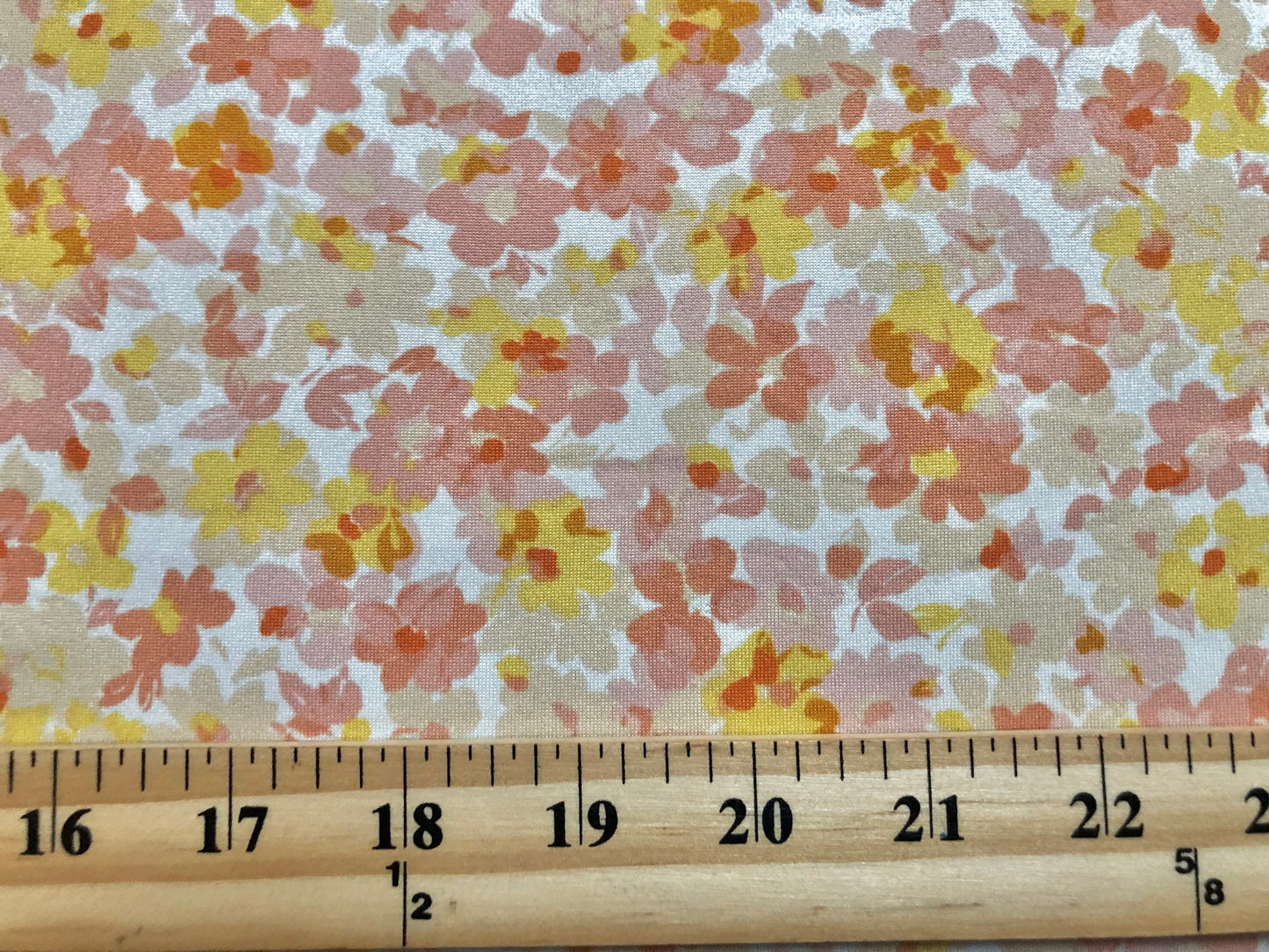 DTY Brushed Fabric-Ivory Yellow Pink 6/8" Flowers-DTYBPR382-Sold by the Yard-Jersey Fabric