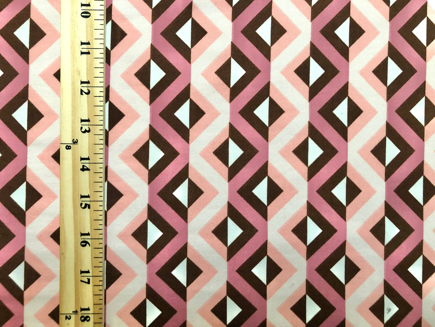 DTY Brushed Fabric-Brown Mauve Pink Zig Zag-DTYBPR380-Sold by the Yard-Jersey Fabric