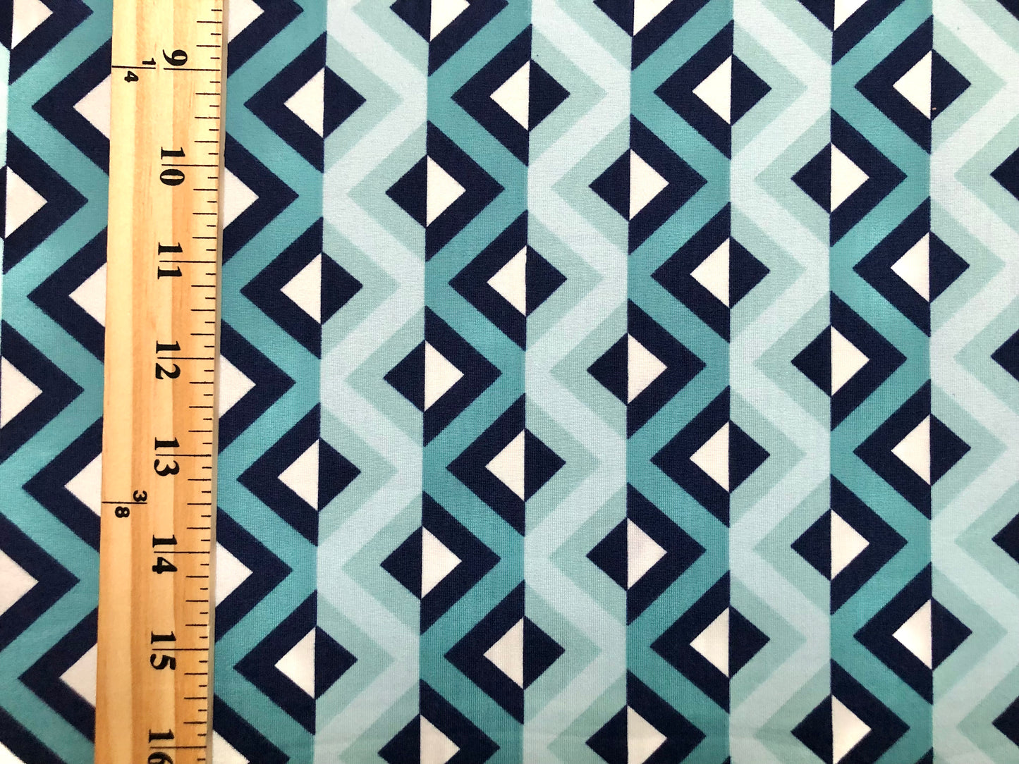 DTY Brushed Fabric-Green Navy Blue Mint Zig Zag-DTYBPR378-Sold by the Yard-Jersey Fabric