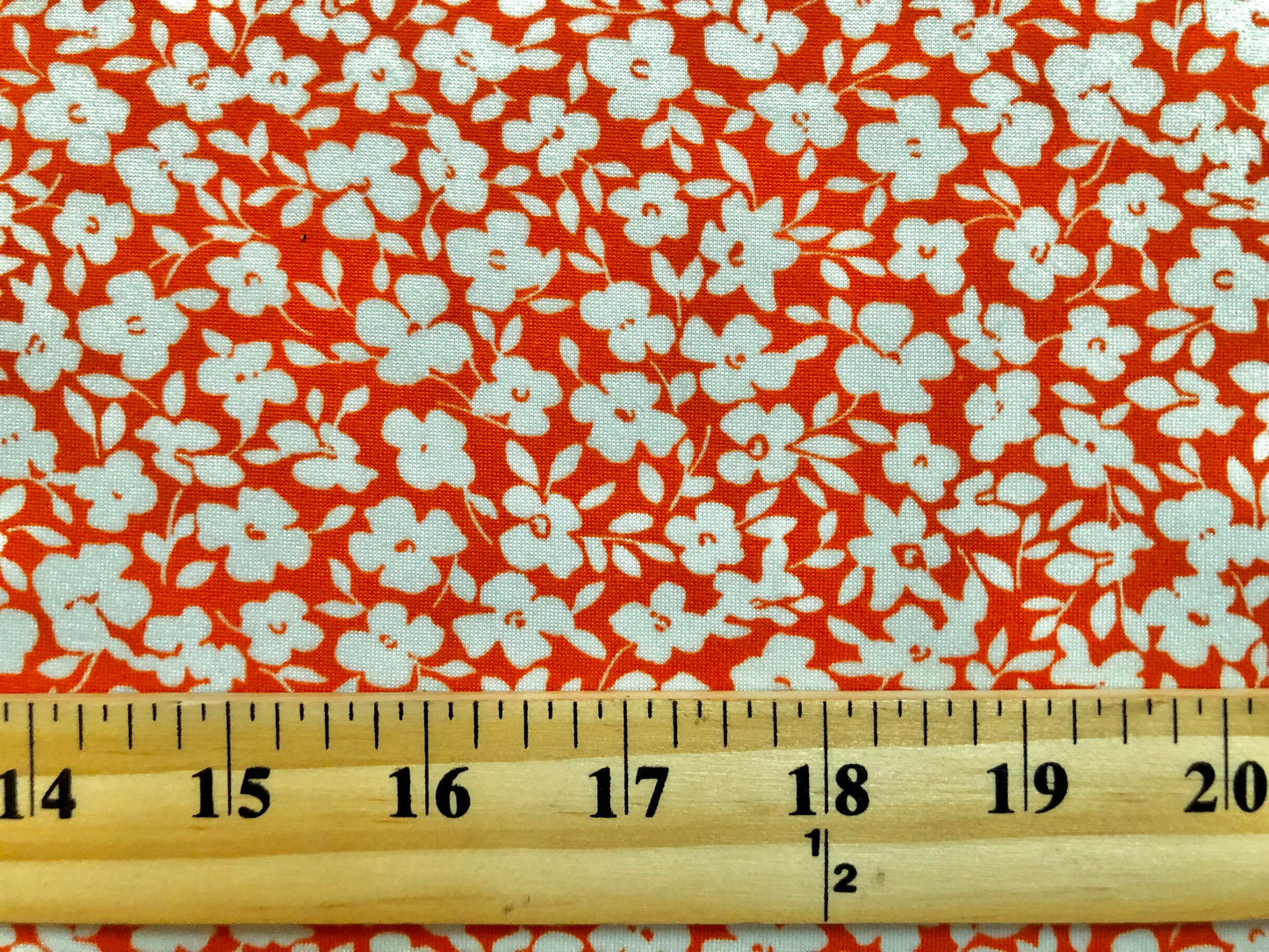 DTY Brushed Fabric-Orange White Flowers and Leaves-DTYBPR407-Sold by the Yard-Jersey Fabric