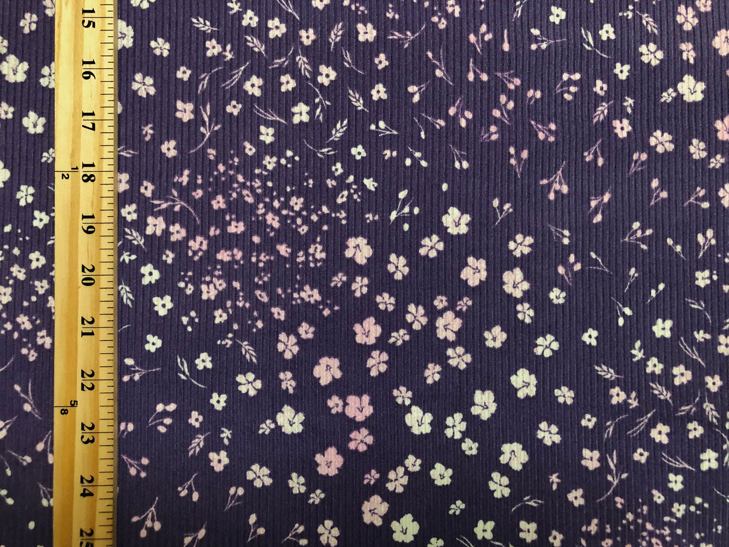 Ditsy Floral Rib Knit – Poly/Rayon/Spandex, 4-Way Stretch, 60" Wide– Soft Drape Poly Rayon Spandex by the Yard (PRRPR014)