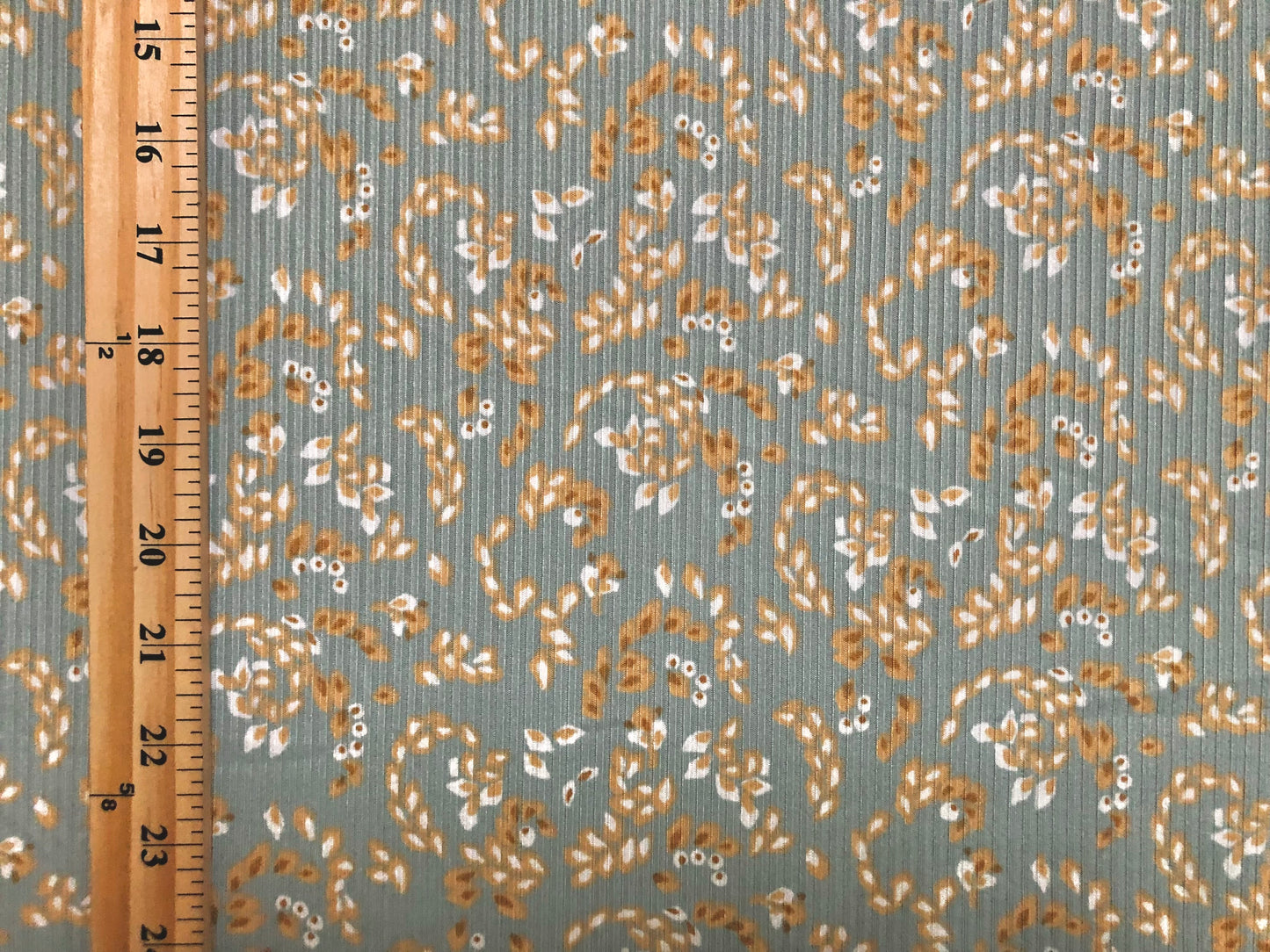 Sage Floral Rib Knit Fabric –Apparel-Grade Poly/Rayon/Spandex, 4-Way Stretch – 60" Width, Sold by the Yard (PRRPR017)