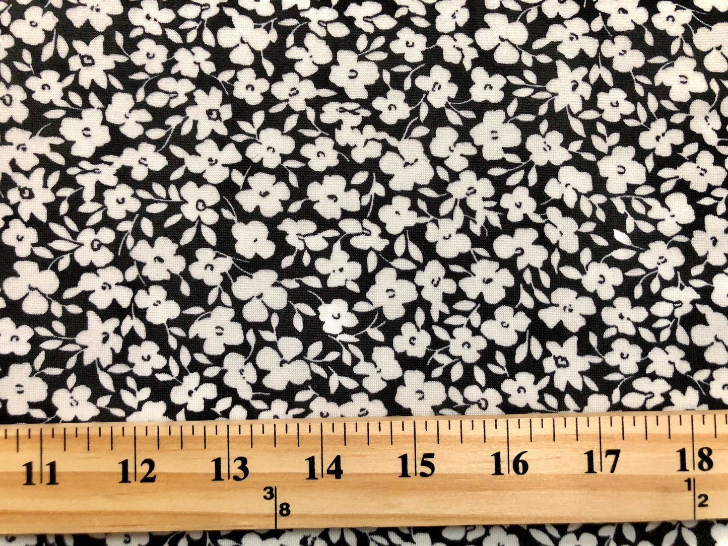 DTY Brushed Fabric-Black White Flowers and Leaves-DTYBPR409-Sold by the Yard-Jersey Fabric