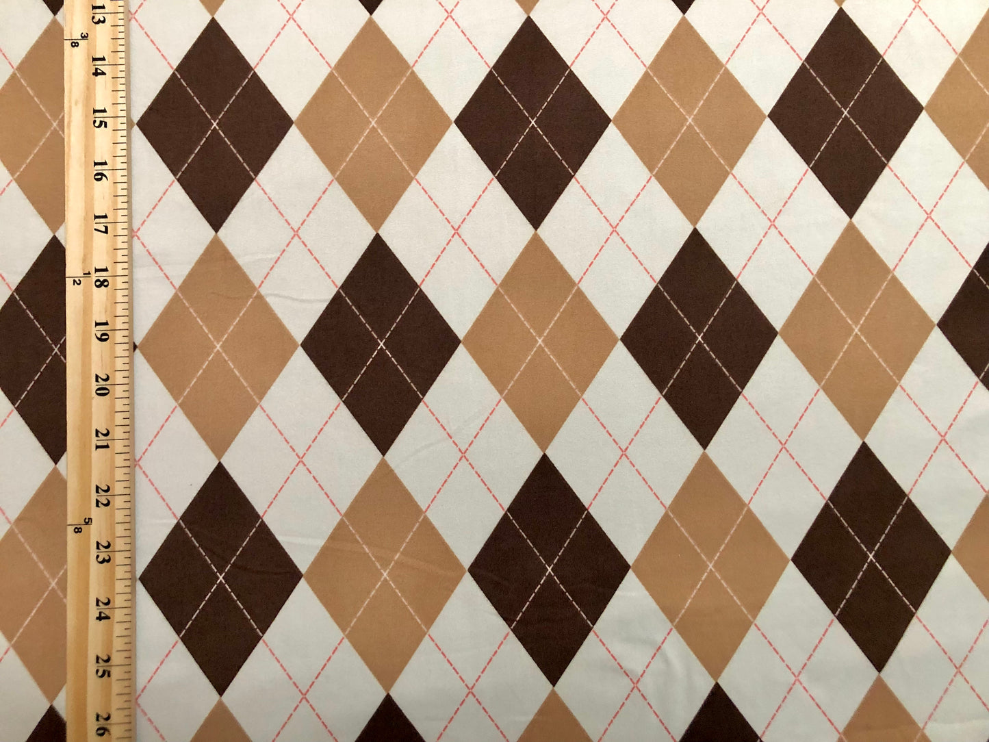 DTY Brushed Fabric-Vanilla Brown Mocha Diamonds-DTYBPR428-Sold by the Yard-Jersey Fabric