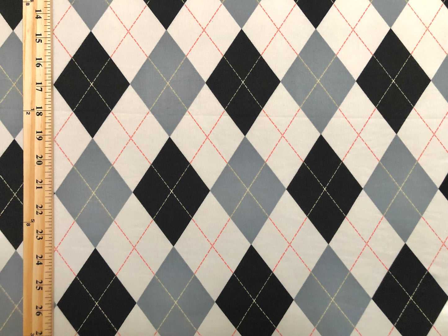 DTY Brushed Fabric-Vanilla Black Gray Diamonds-DTYBPR429-Sold by the Yard-Jersey Fabric