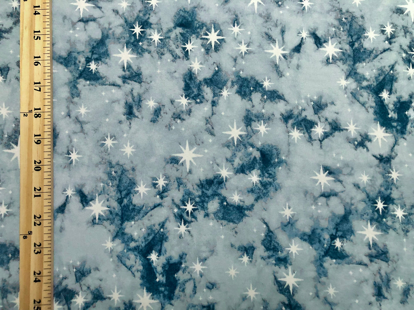 DTY Brushed Fabric-Blue White Stars Tie Dye-DTYBTD040-Sold by the yard-Jersey Fabric